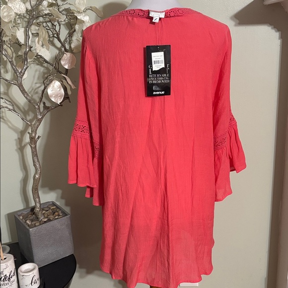 Avenue Coral Lace-Trim V-Neck Tunic - Picture 5 of 5